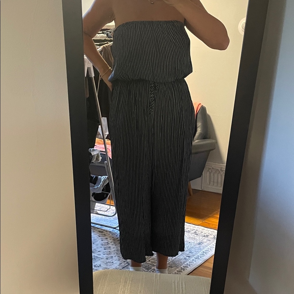 Abercrombie Navy and White Striped Jumpsuit